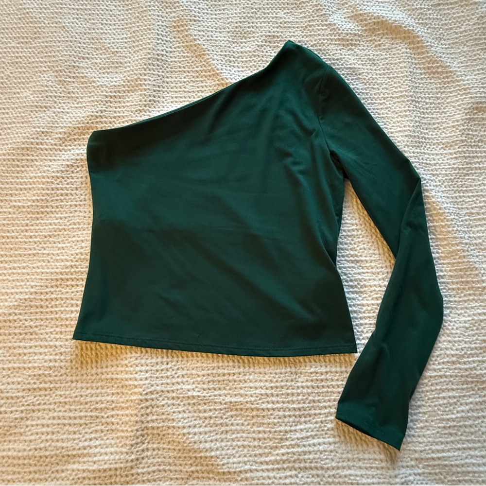 H&M Green One-Shoulder Top size medium